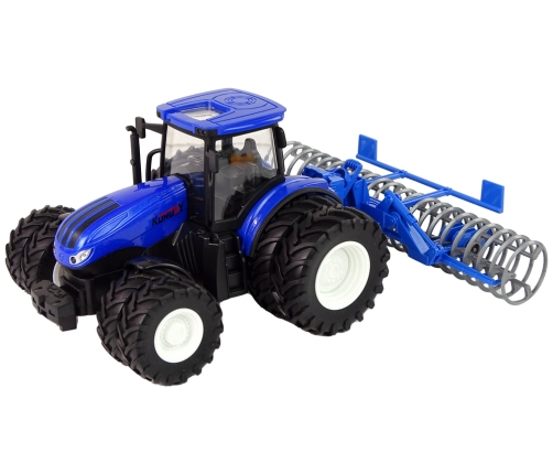 Remote Controlled Tractor 1:24 Blue Plough Metal