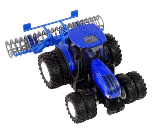 Remote Controlled Tractor 1:24 Blue Plough Metal