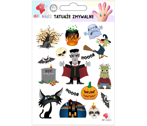 Washable Tattoos For Children Halloween Vampire Witch 15 El.