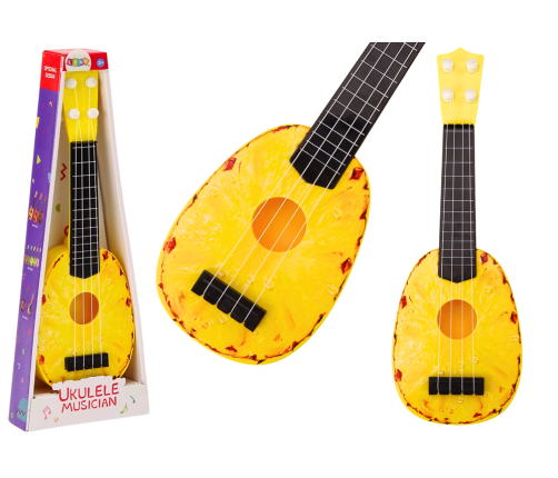 ﻿﻿Ukulele For Children Mini Guitar 4 Strings Pineapple Theme Yellow Guitar 15″