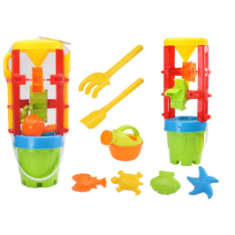 Set of Sand Toys, Large Grinder, Bucket, Colorful Molds