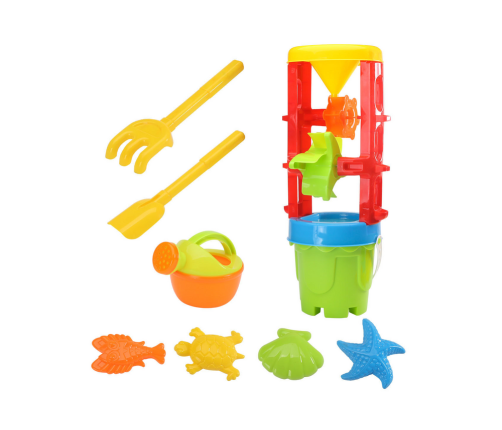 Set of Sand Toys, Large Grinder, Bucket, Colorful Molds