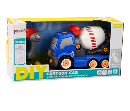 Cartoon Concrete Mixer Truck For Turning DIY Blue