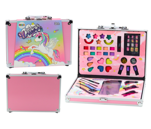 Beauty Set in a Suitcase Eyeshadow Brushes Nail Polish Pink