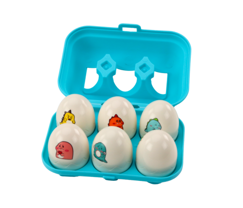 Set of Six Geometric Dinosaur Eggs Colorful