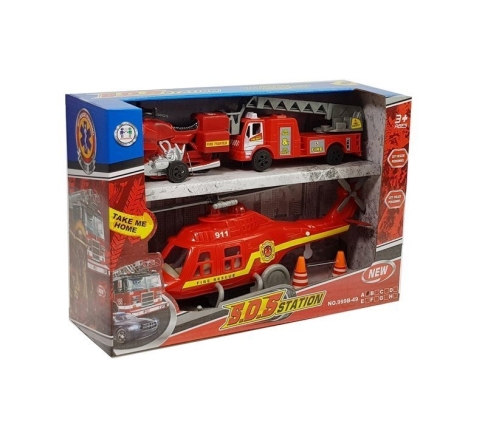 Set of Fire Brigade Vehicles Helicopter Motor Light Sounds