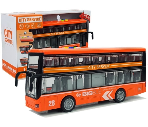 Double-decker Bus with Friction Drive Sound Lights 1:16 Orange