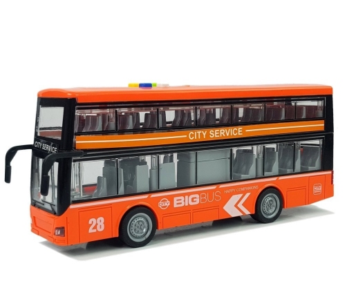 Double-decker Bus with Friction Drive Sound Lights 1:16 Orange