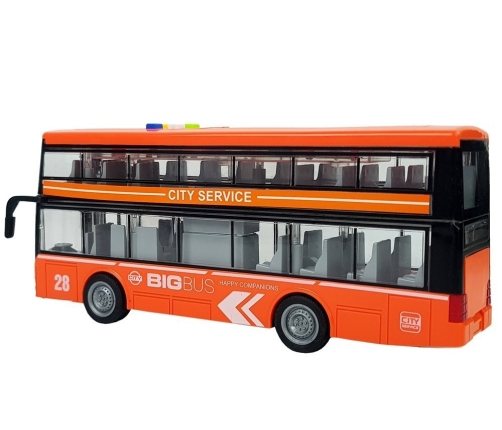 Double-decker Bus with Friction Drive Sound Lights 1:16 Orange