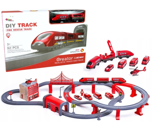 Fire Brigade Town Train Set Red 203 km/h