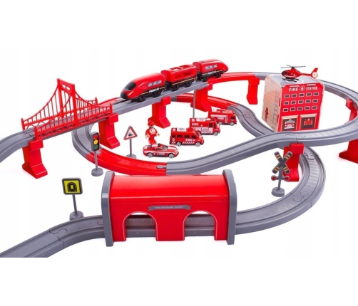 Fire Brigade Town Train Set Red 203 km/h