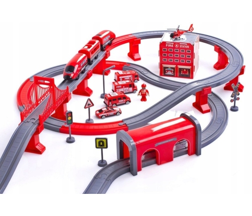 Fire Brigade Town Train Set Red 203 km/h