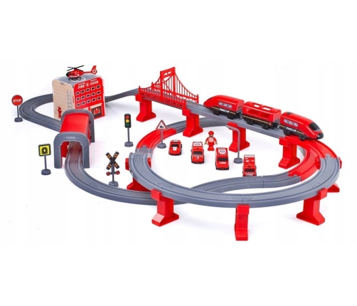 Fire Brigade Town Train Set Red 203 km/h