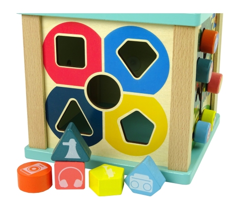 Wooden Educational Cube Sorter Labyrinth Game Chinese Clock