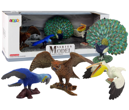 Birds of the World Figure Set 4 Pieces Pelican Parrot Owl