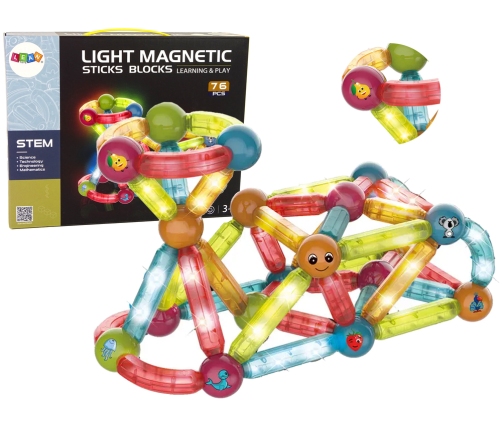 Luminous Educational Magnetic Bricks Set of 76 Elements