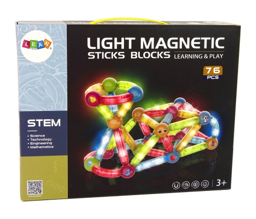 Luminous Educational Magnetic Bricks Set of 76 Elements