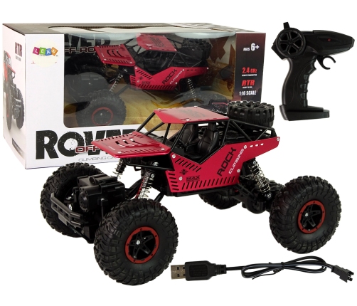 RC Car Big Wheels 1:16 Black Red Steerable