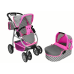 Baby Doll Stroller 2-in-1 Carrycot Bag Pink Stars