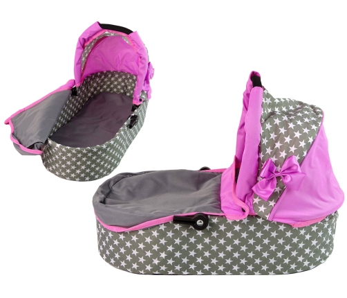 Baby Doll Stroller 2-in-1 Carrycot Bag Pink Stars