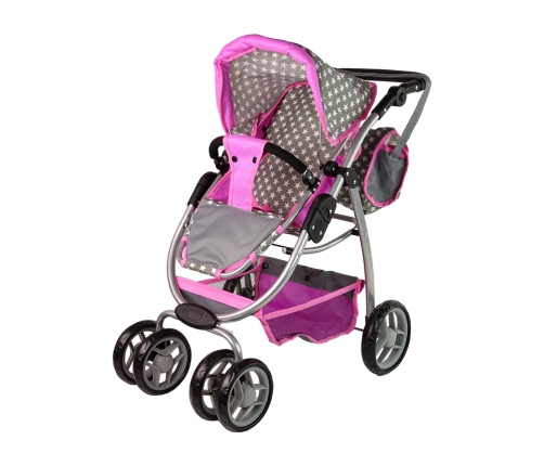 Baby Doll Stroller 2-in-1 Carrycot Bag Pink Stars