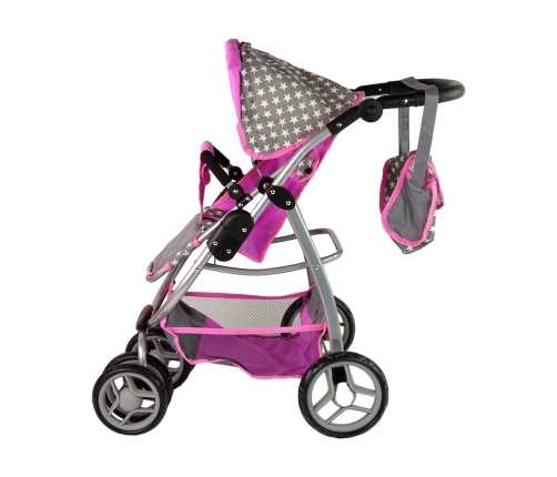 Baby Doll Stroller 2-in-1 Carrycot Bag Pink Stars