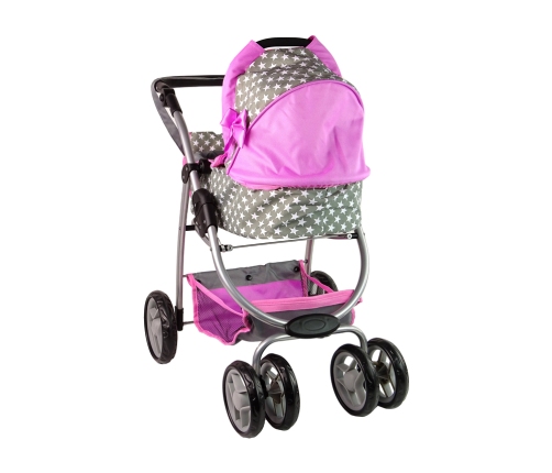 Baby Doll Stroller 2-in-1 Carrycot Bag Pink Stars