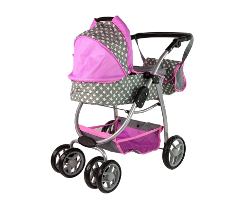 Baby Doll Stroller 2-in-1 Carrycot Bag Pink Stars