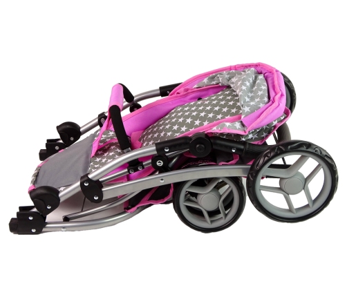 Baby Doll Stroller 2-in-1 Carrycot Bag Pink Stars