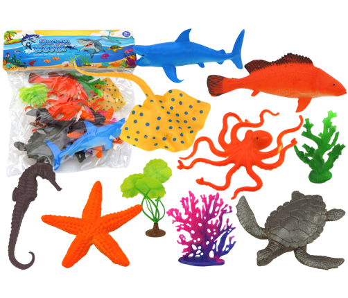 Set of Sea Animal Figurines 7 Pieces Aquatic Plants