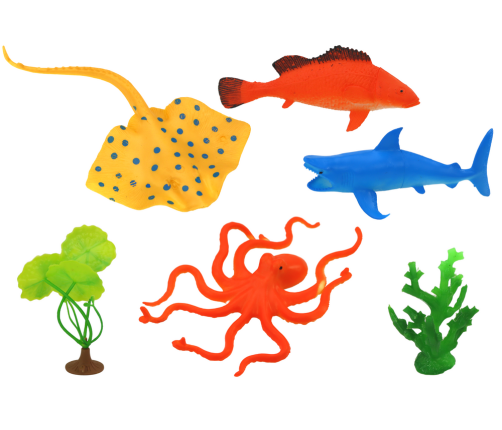 Set of Sea Animal Figurines 7 Pieces Aquatic Plants