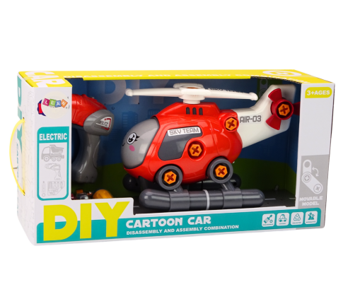 DIY Turning Cartoon Helicopter Red