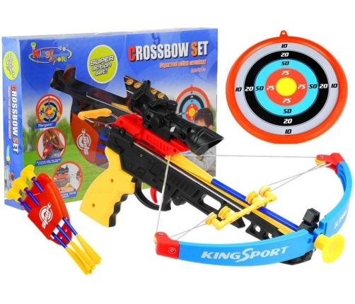 Sporty Crossbow for children with a shield and a quiver for arrows.