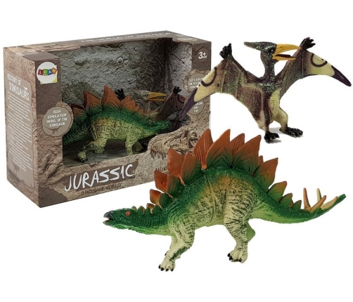 Set of Stegosaurus, Pteranodon Dinosaur Figurines