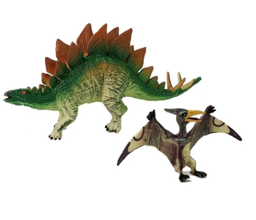 Set of Stegosaurus, Pteranodon Dinosaur Figurines