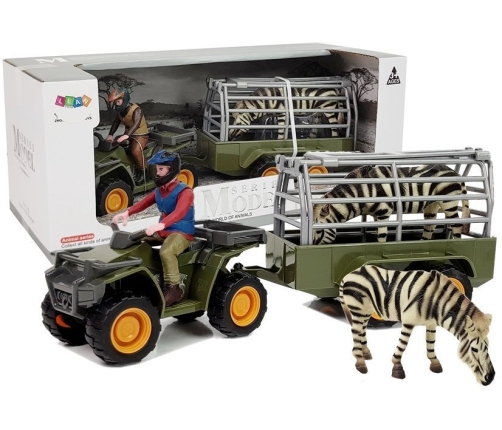 Quad with a Trailer Transporter Figurines Zebra