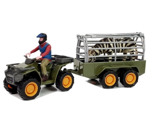 Quad with a Trailer Transporter Figurines Zebra