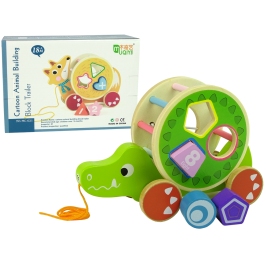 Crocodile Pull-On Wheels Wooden Block Sorter