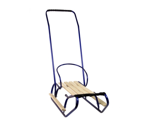 Metal Sled with Push Bar Backrest Strap Blue