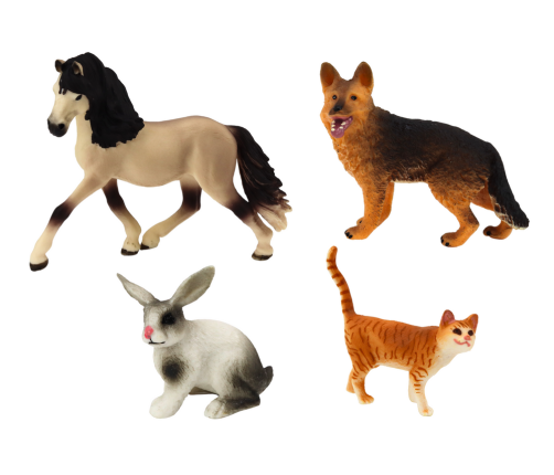 Set of Pet Figures Horse Dog Rabbit Cat 4 Pieces