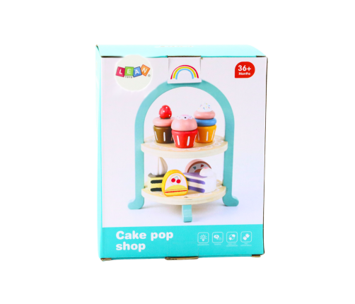 Sweets Set Cakes Cupcakes Wooden Stand