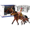 Set of 2 figurines Horse and foal in a corral + Rider