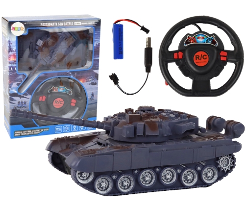 R/C Tank Remote Controlled Lights Sound Navy Blue 1:18 27MHz