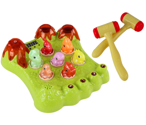 Wack-A-Mole Game Dinosaurs Board Two Hammers Green Lights Sounds