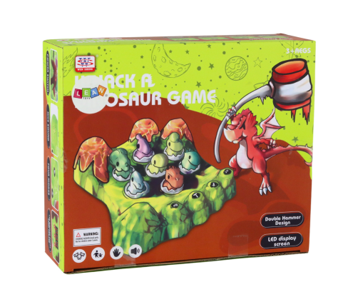 Wack-A-Mole Game Dinosaurs Board Two Hammers Green Lights Sounds