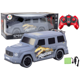RC Remote Control Car with Dinosaur, 1:10 Scale, Gray