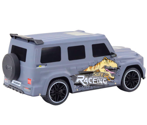 RC Remote Control Car with Dinosaur, 1:10 Scale, Gray