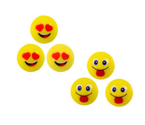 Emoji Yellow Rubber Balls Set 6 Pcs