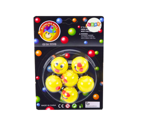 Emoji Yellow Rubber Balls Set 6 Pcs