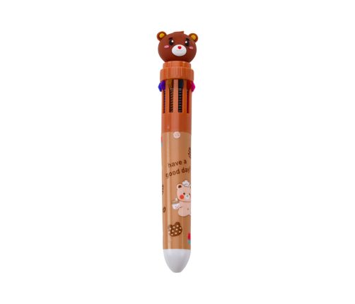 Multicolored Teddy Bear Automatic Pen 10 Brown